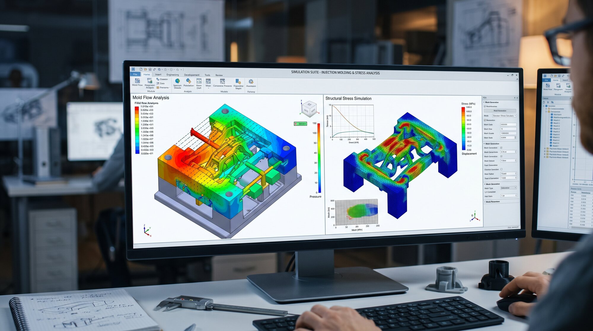 Mold flow and stress analysis